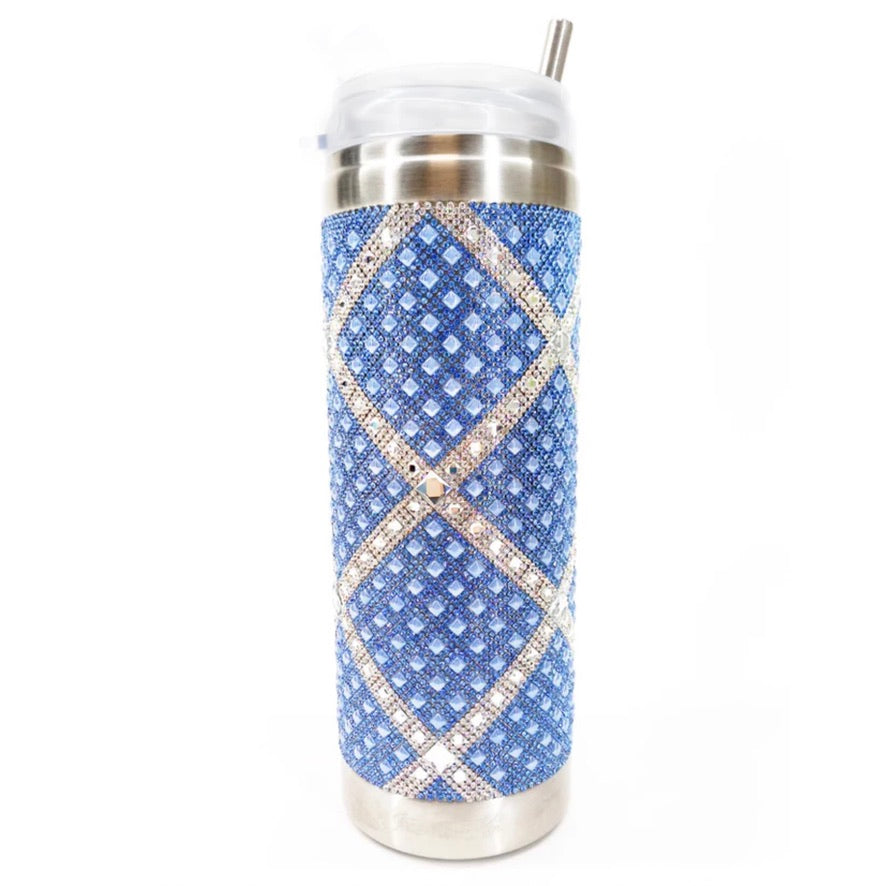 Jacqueline Kent Crystal Tumbler - Mariners Cross Light Blue | Putti Fine Furnishings 