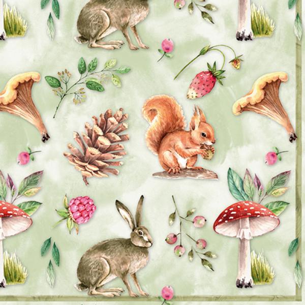 Forest Animals and Flora Paper Lunch Napkins | Putti Thanksgiving Celebrations 