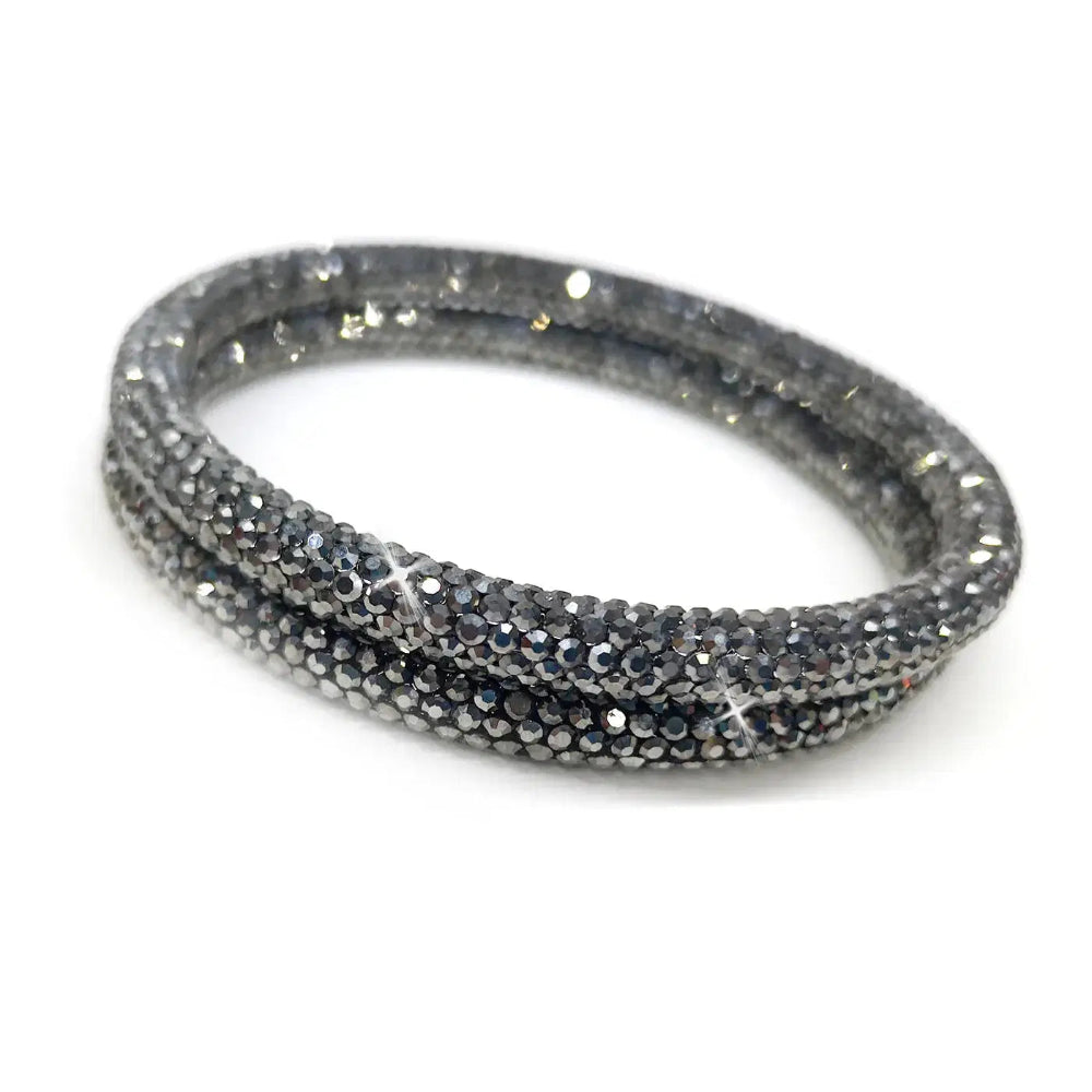 Jacqueline Kent Haematite Grey Crystal Bangles | Putti Fine Fashions 