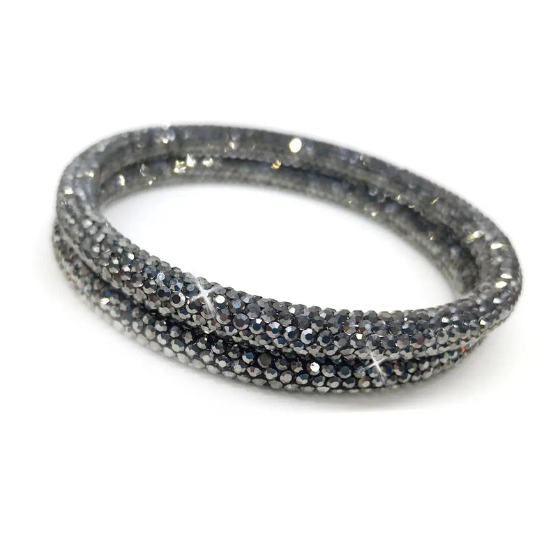 Jacqueline Kent Haematite Grey Crystal Bangles | Putti Fine Fashions 