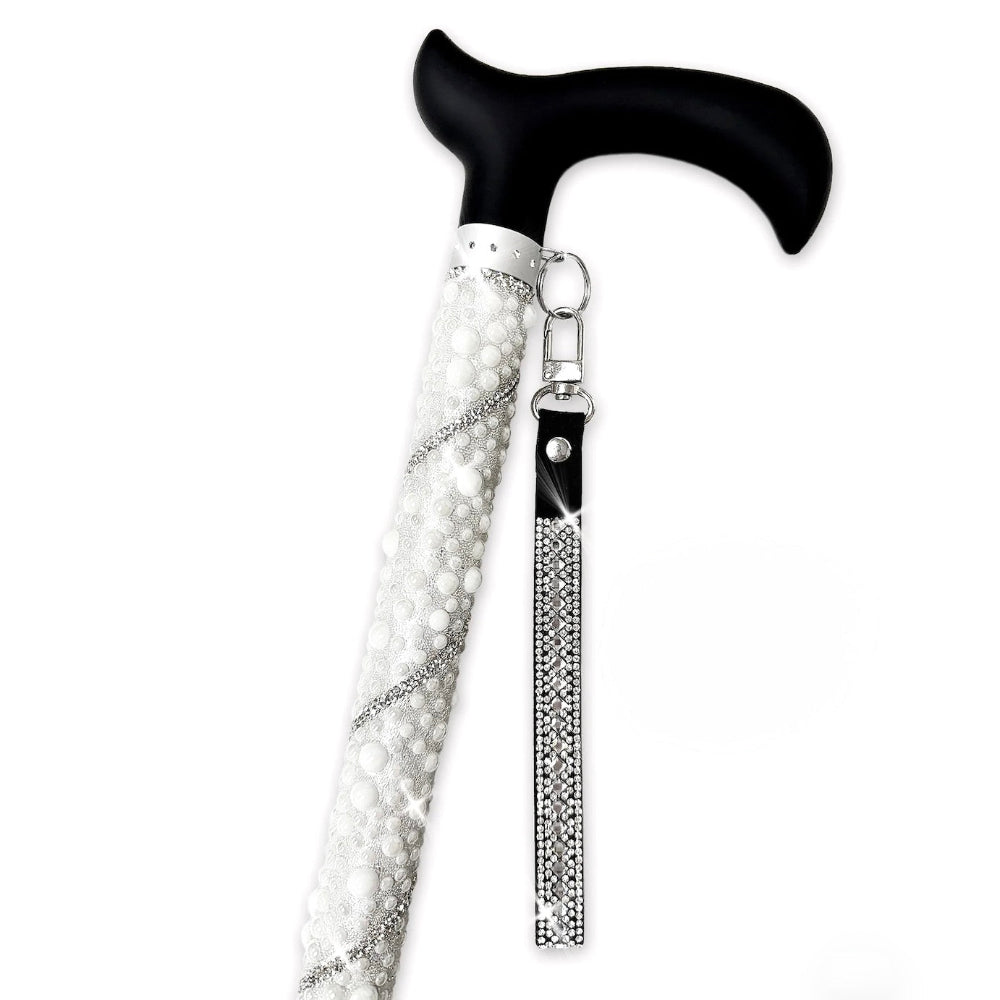 Jacqueline Kent Royal Ice "Sugar Cane" Silver Pearl Adjustable Medical Cane | Putti