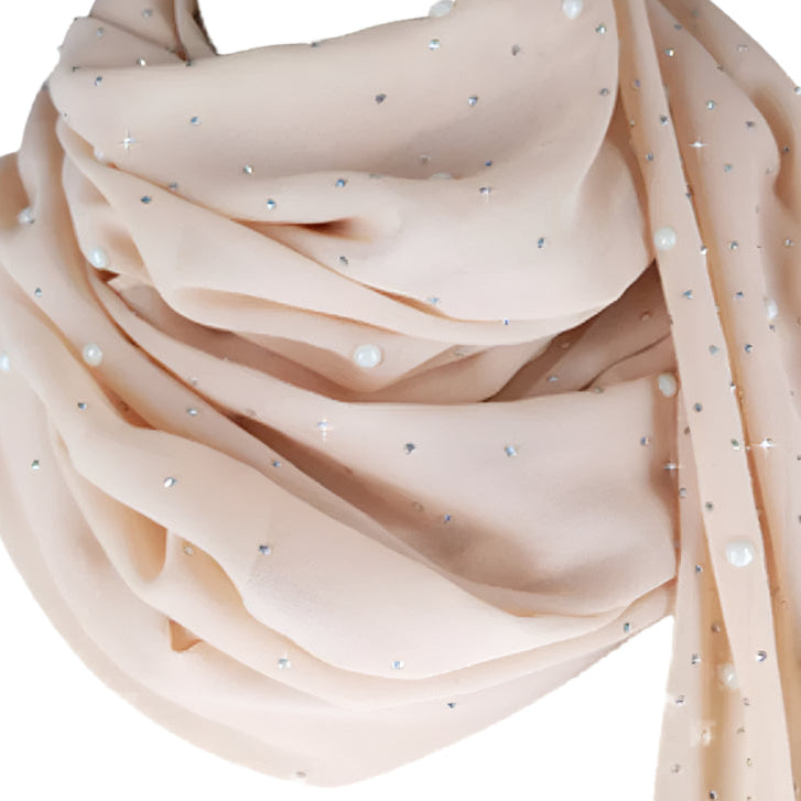 Jacquline Kent Embellished Scarf - Ivory Blush