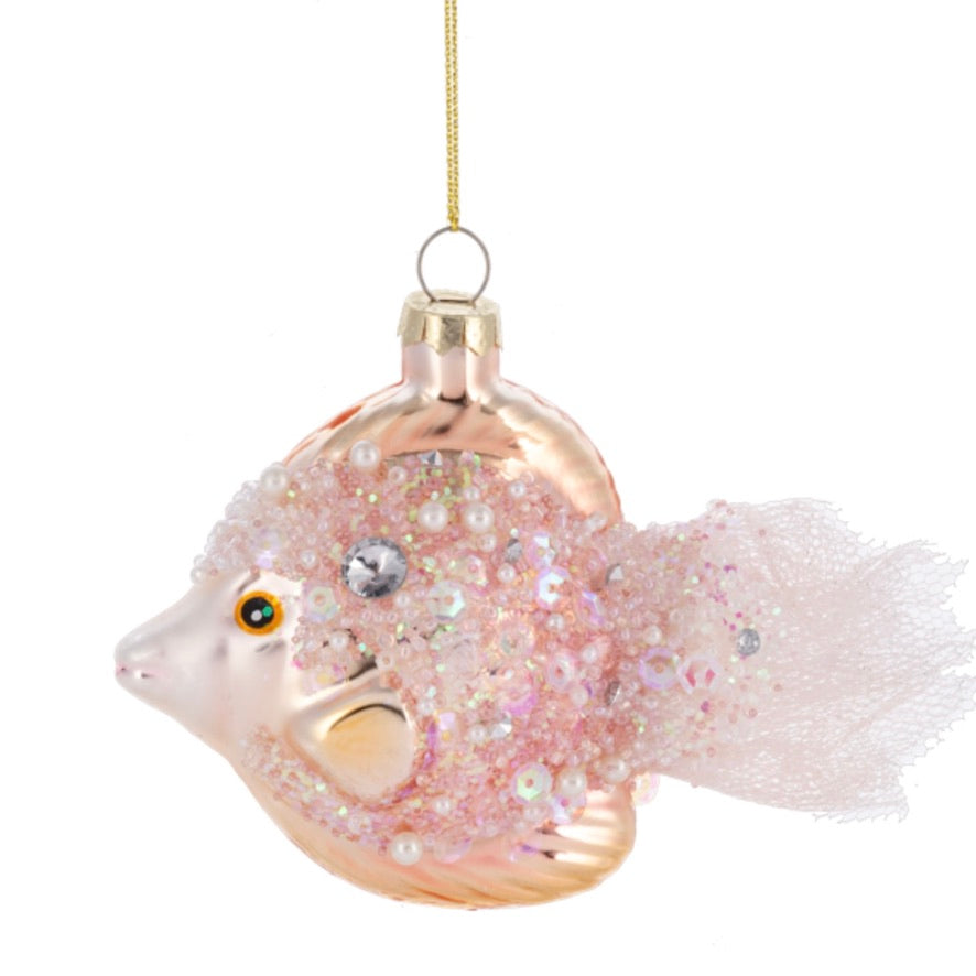Jeweled Angel Fish Glass Ornament | Putti Christmas 