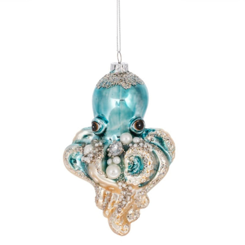 Jewelled Octopus Glass Ornament  | Putti Christmas 