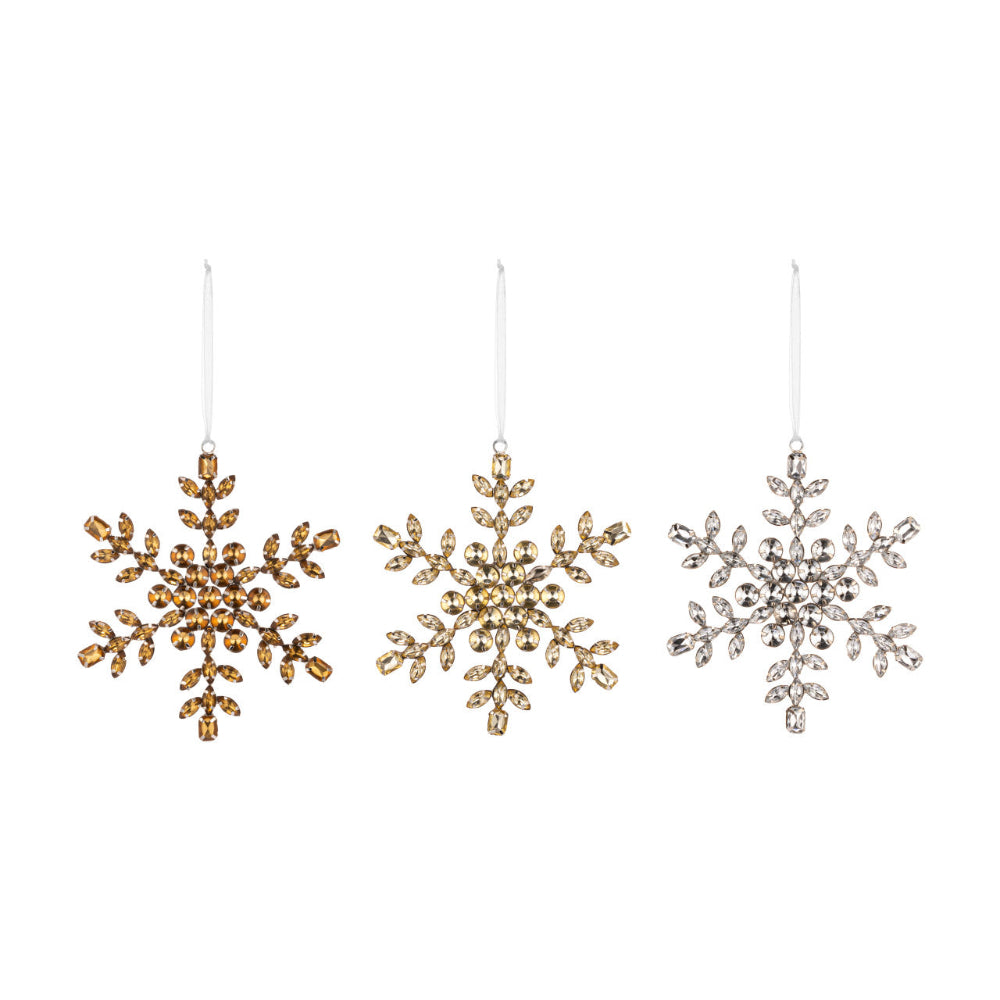 Jewelled Snowflake Ornament - Silver | Putti Christmas Decorations