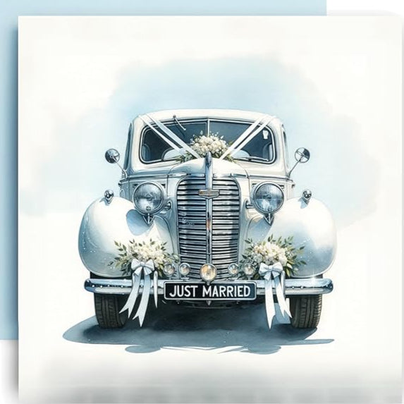 Just Married Wedding Car Greeting Card | Putti Celebrations 