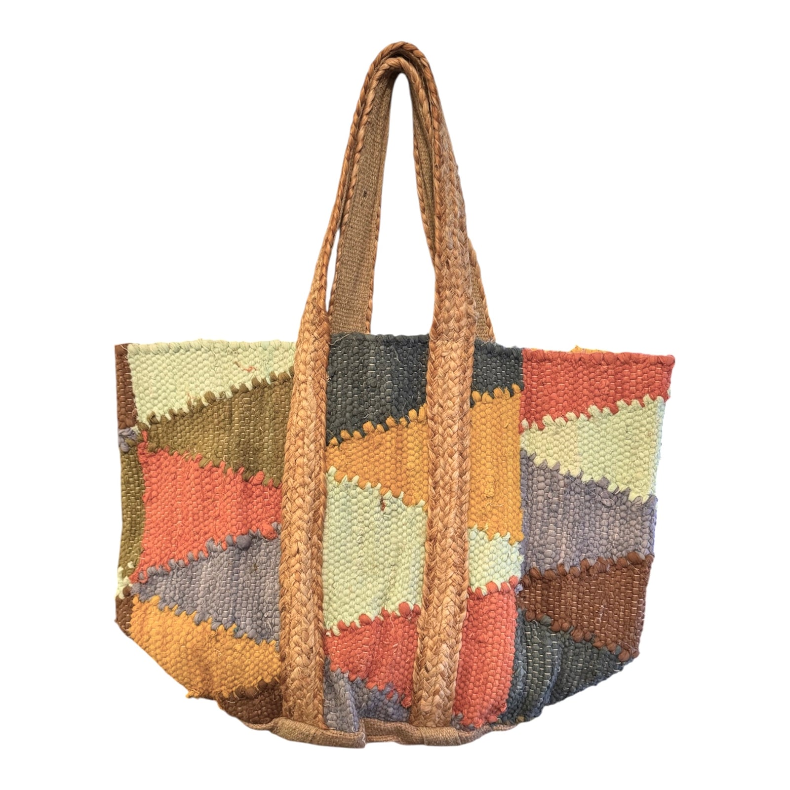 Jute Market Bag - Multicolor Patchwork | Putti Fine Fashions