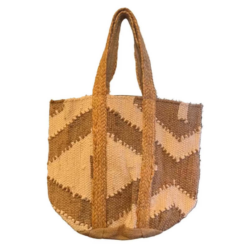 Jute Market Bag - Natural and White Diamond | Putti Fine Fashions