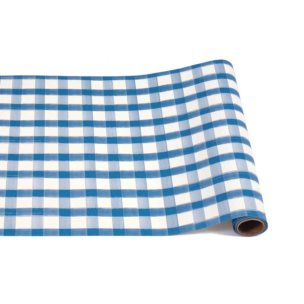 Hester & Cook Painted Check Paper Table Runner - Blue