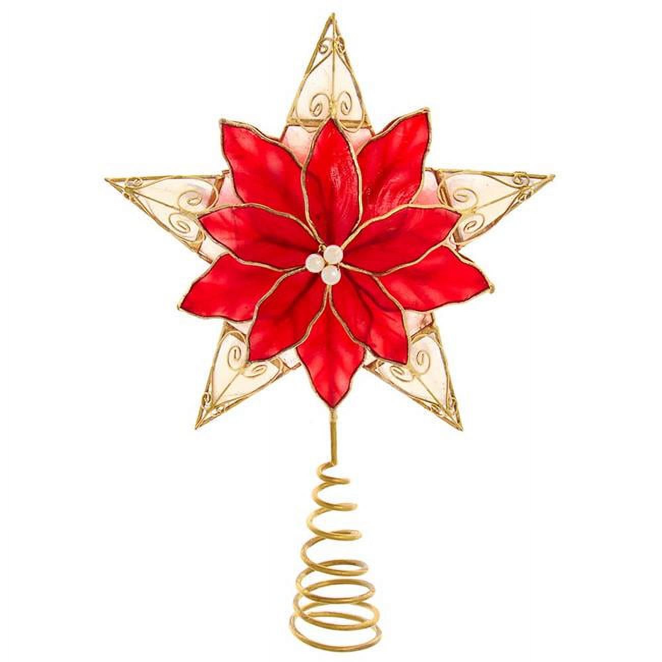 Kurt Adler Capiz Poinsettia Tree Topper | Putti Christmas