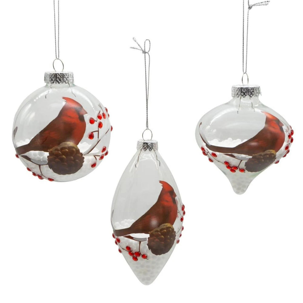 Kurt Adler Red Cardinal Glass Ornament | Putti Christmas Decorations