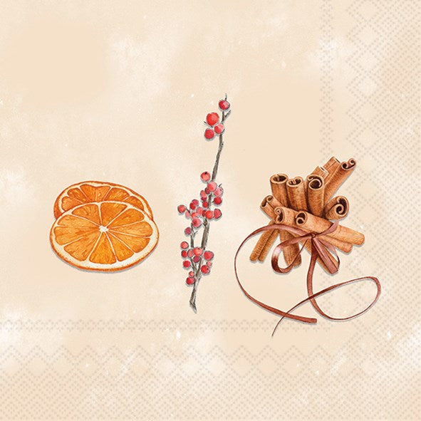 Orange, Berry and Cinamon Paper Napkin - Lunch | Putti Christmas Part Supplies
