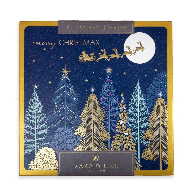 Sara Miller "Santa's Sleigh & Trees" Boxed Christmas Cards | Putti 