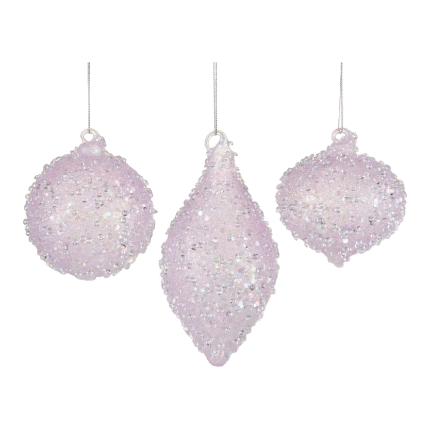 Light Purple with Beads Glass Ornament | Putti Christmas Canada