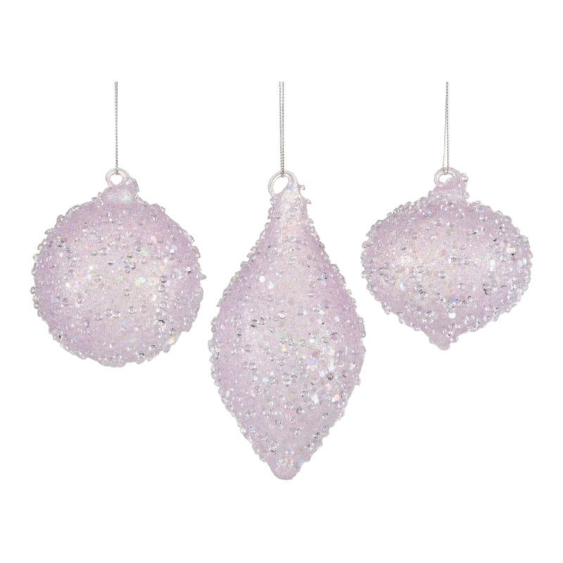 Light Purple with Beads Glass Ornament | Putti Christmas Canada
