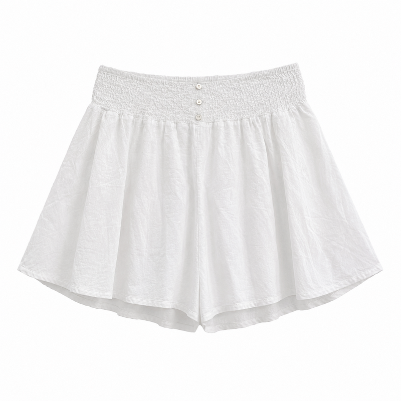 Linen Blend Culottes - White | Putti Fine Fashions