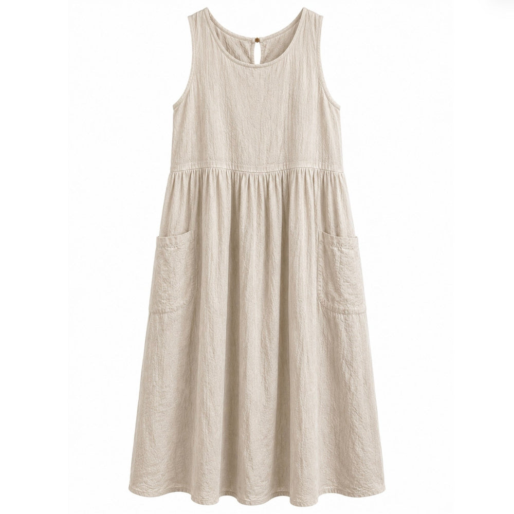 Linen Smock Dress - Natural | Putti Fine Fashions 