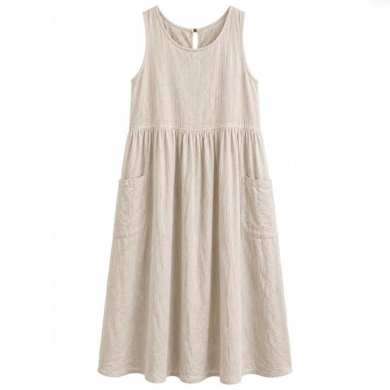 Linen Smock Dress - Natural | Putti Fine Fashions 