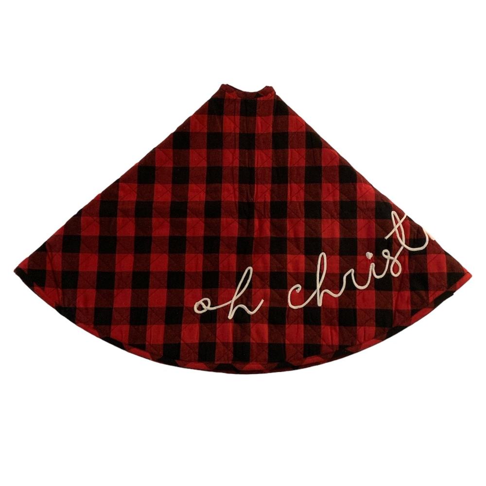 "Merry Christmas" Buffalo Check Tree Skirt | Putti Christmas 