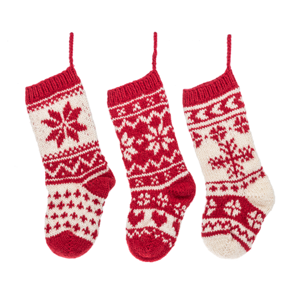 Red and White Scandi Knit Stocking