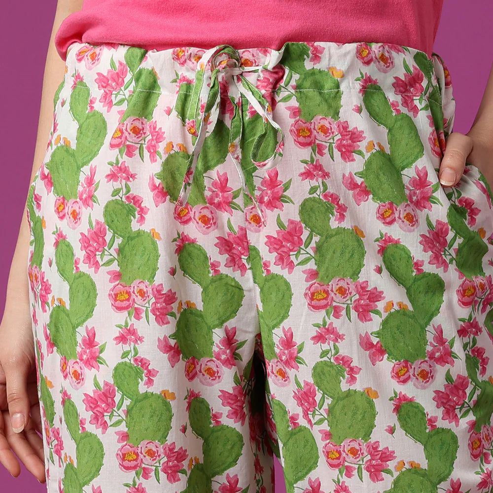 "Cactus Flower" Pyjama Pant in Bag