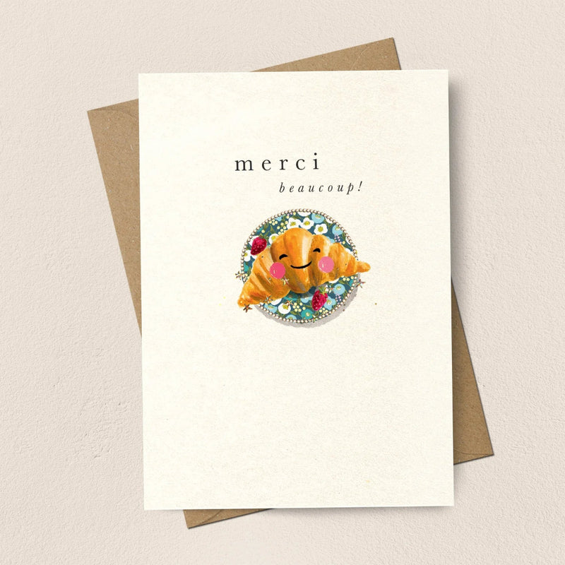 Merci Beaucoup Croissant Greeting Card | Putti Fine Furnishings 