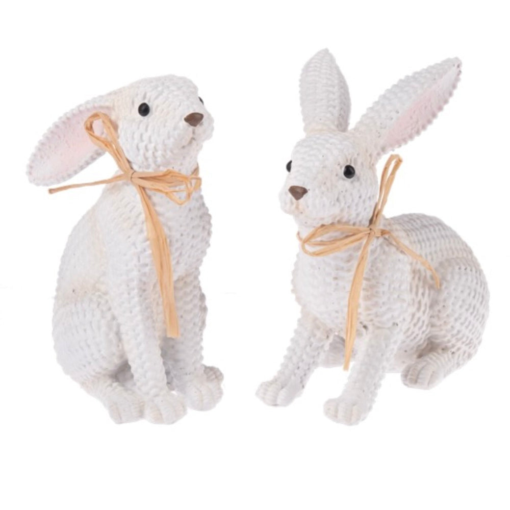 Midwest White Basket Weave Bunnies | Putti Easter Decor 