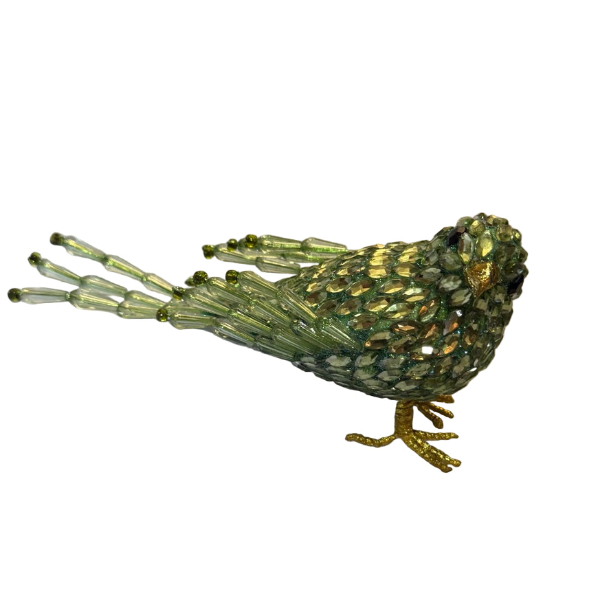 Mint Green Jewelled Bird Ornament | Putti Christmas Decorations 