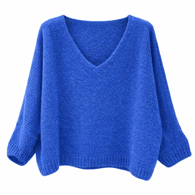 Mohair Blend V-Neck Sweater - Cobalt | Putti Fine Fashions