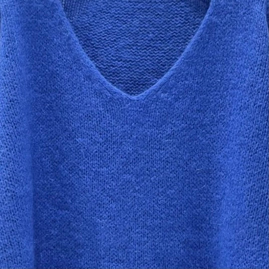 Mohair Blend V-Neck Sweater - Cobalt | Putti Fine Fashions