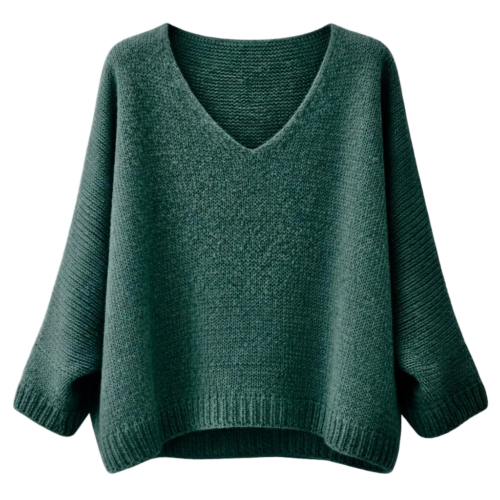 Mohair Blend V-Neck Sweater  - Light Teal  | Putti Fine Fashions