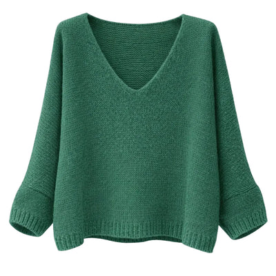 Mohair Blend V-Neck Sweater - Fern Green | Putti Fine Fashions