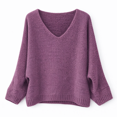 Mohair Blend V-Neck Sweater  - Light Magenta - Putti Fine Furnishings