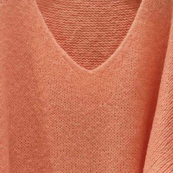 Mohair Blend V-Neck Sweater - Peach | Putti Fine Fashions 