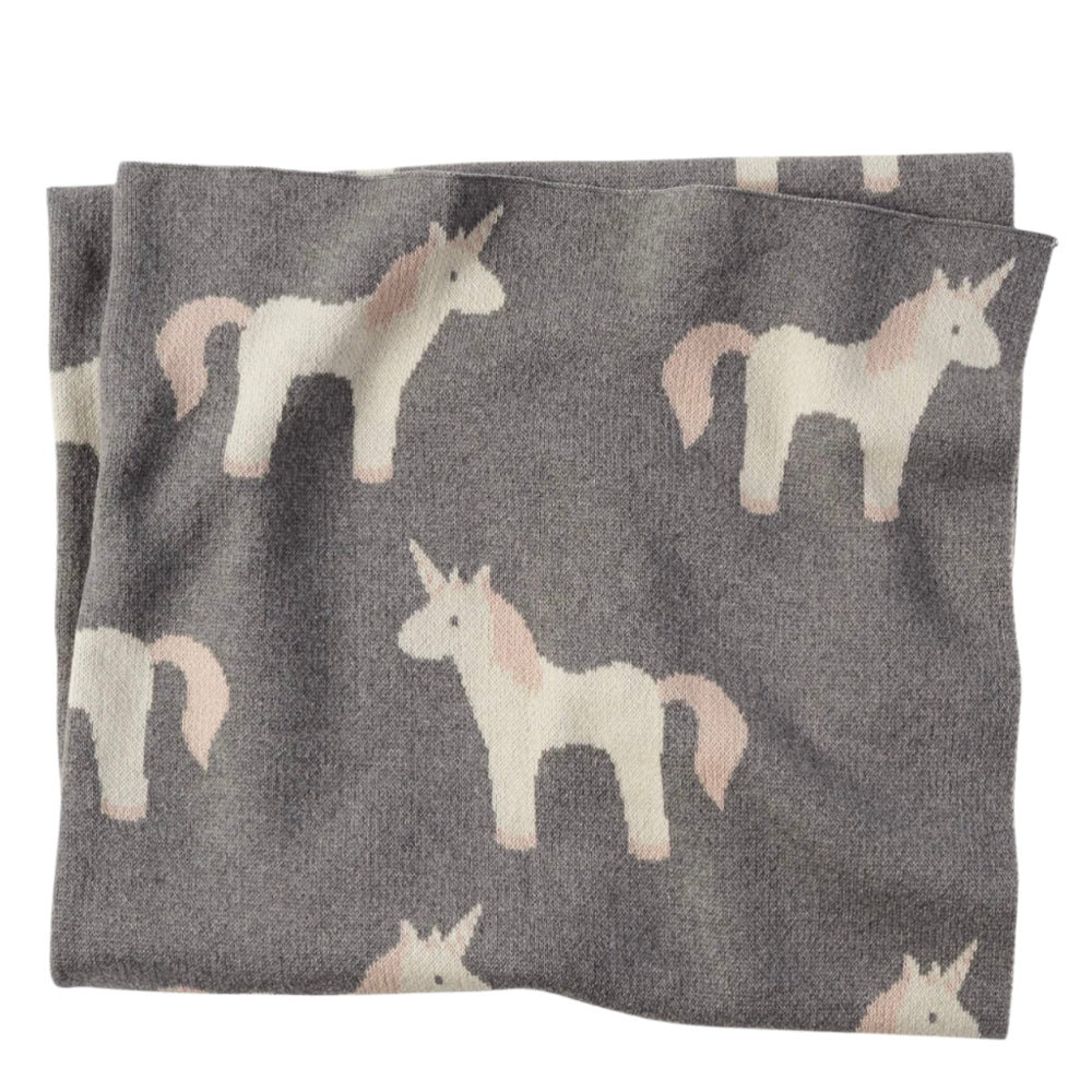 Mud Pie Cotton Unicorn Baby Blanket |  Le Petite Putti Canada