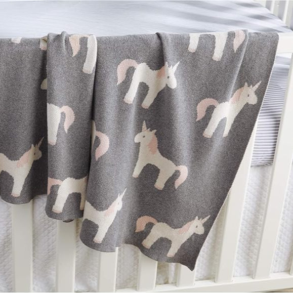 Mud Pie Cotton Unicorn Baby Blanket |  Le Petite Putti Canada