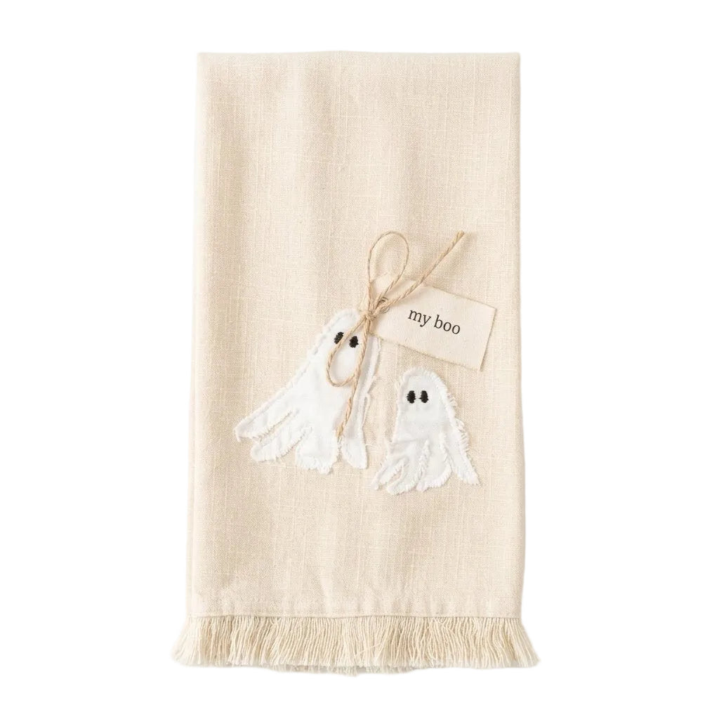 "My Boo" Raggedy Ghost Tea Towel | Putti Halloween Decot 