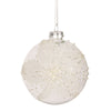 Clear With White Flower Glass Ball Ornament | Putti Christmas