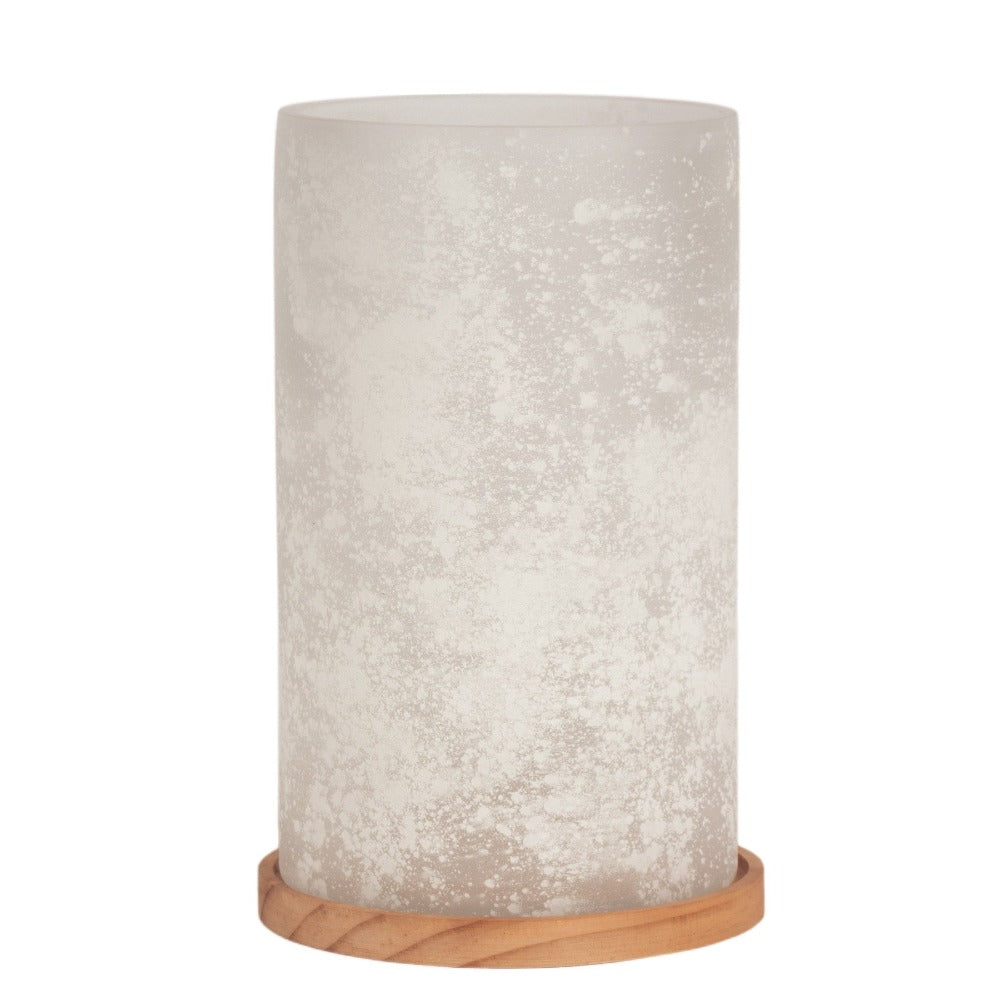 Frosted Candle Hurricane on Wood Base - Large