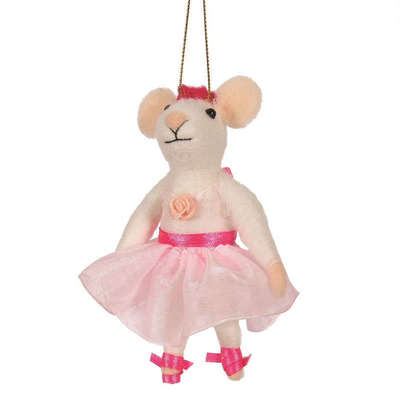 Pink Ballerina Mouse Ornament | Putti Felt Mice Ornaments 