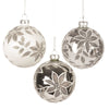 Silver with Flower Glass Ball Ornament | Putti Christmas Decorations