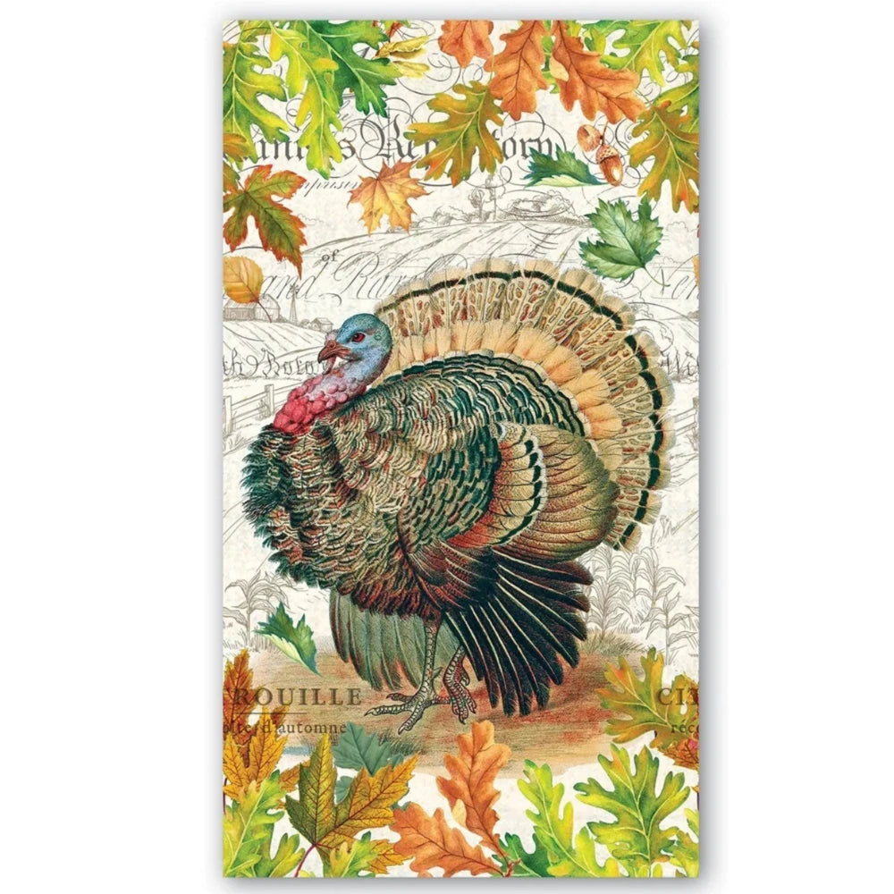 Fall Harvest Turkey Paper Napkin - Guest | Putti Fine Furnishings Canada