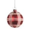 Matte Red Plaid Glass Ball Ornament | Putti Cristmas Decorations