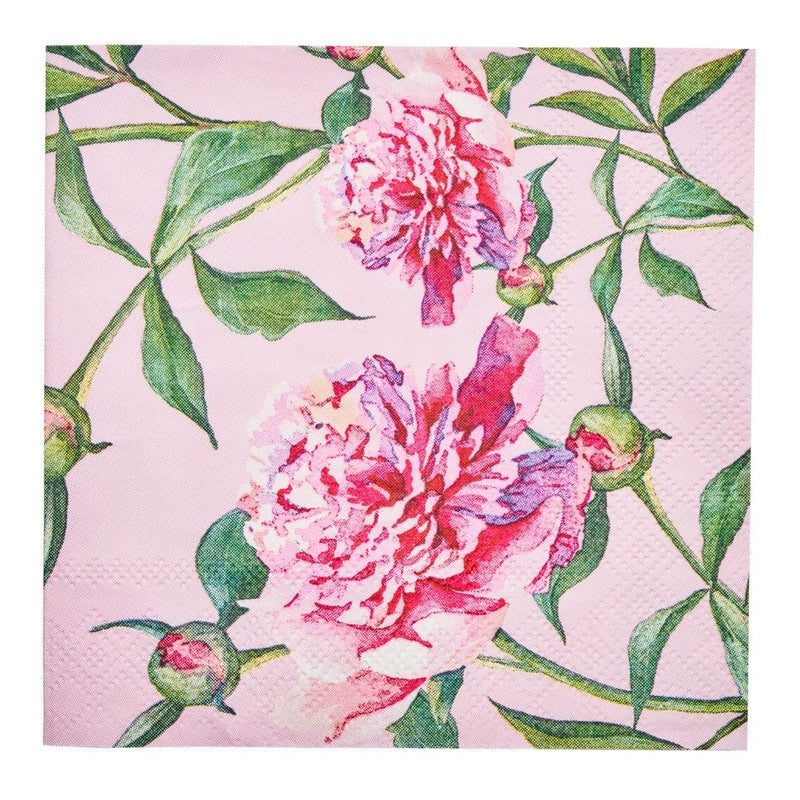 Pink Peonies Paper Cocktail Napkins | Putti Party Supplies 