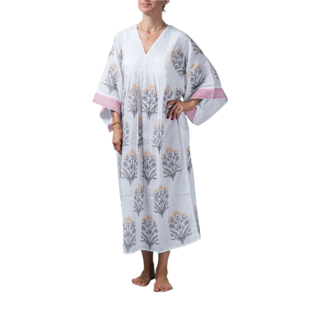 Nest Factory  Bouquet Maxi Dress 2 ply - Pink, Grey and Yellow | Putti 