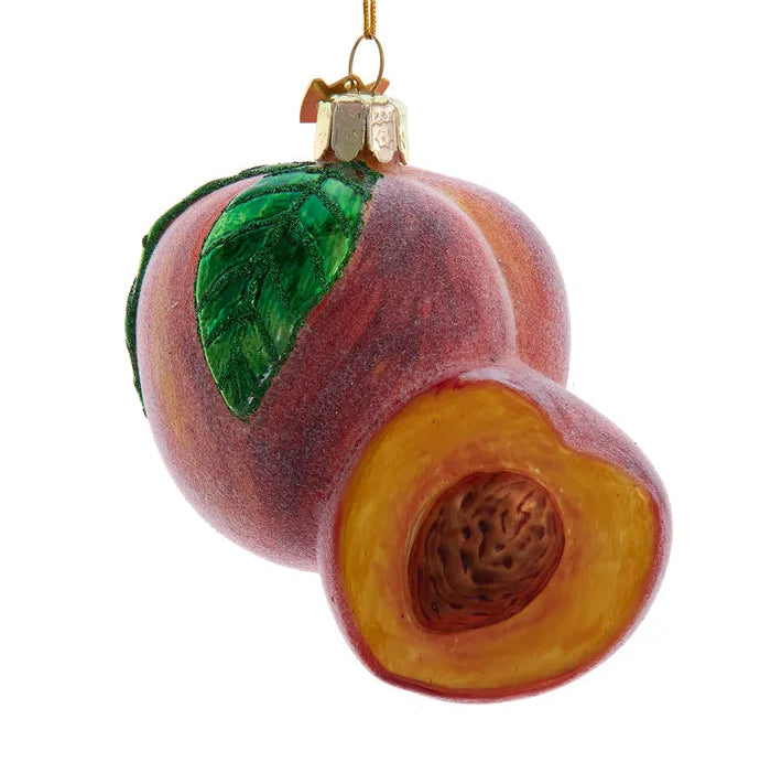 Noble Gems™ Peaches with Stone Glass Ornament | Putti Christmas Decoration
