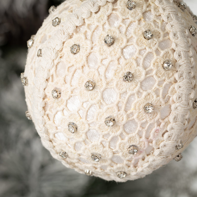 White Lace Ball Ornament  | Putti Christmas Decorations 