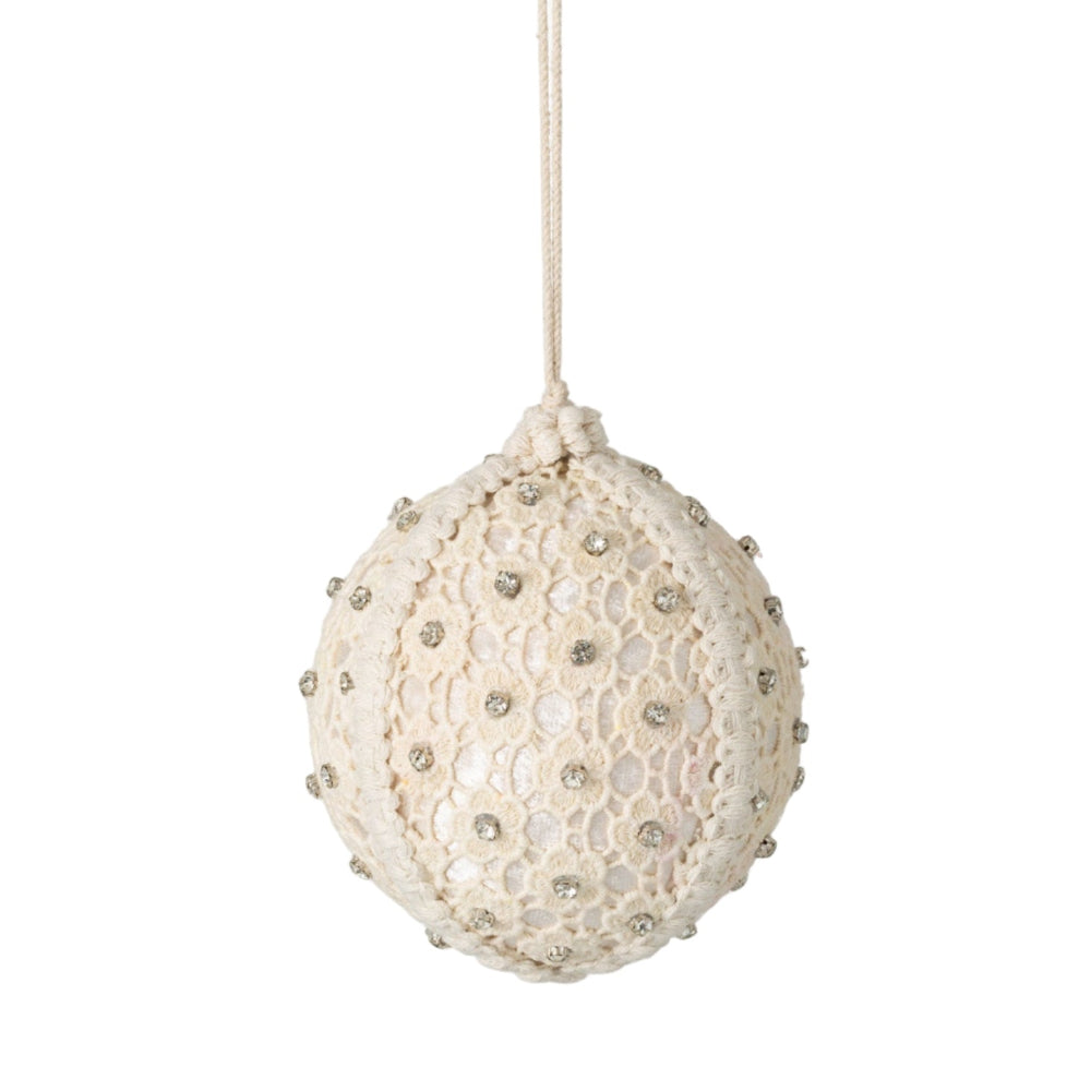 White Lace Ball Ornament  | Putti Christmas Decorations 