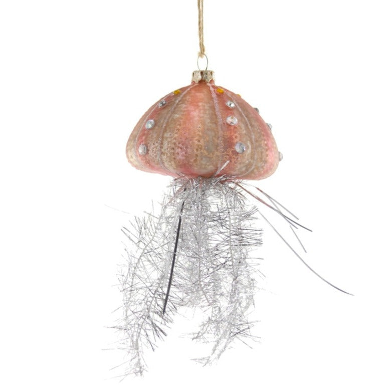 Tinsel Jellyfish Glass Ornament | Putti Christmas Decorations 