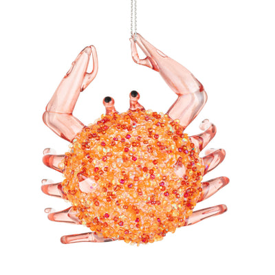Orange Crab Handblown Glass Ornament  | Putti Christmas Decorations